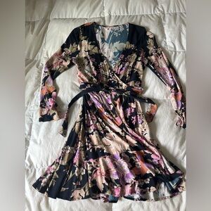 Spell Floral Mini Dress - Black and Pink